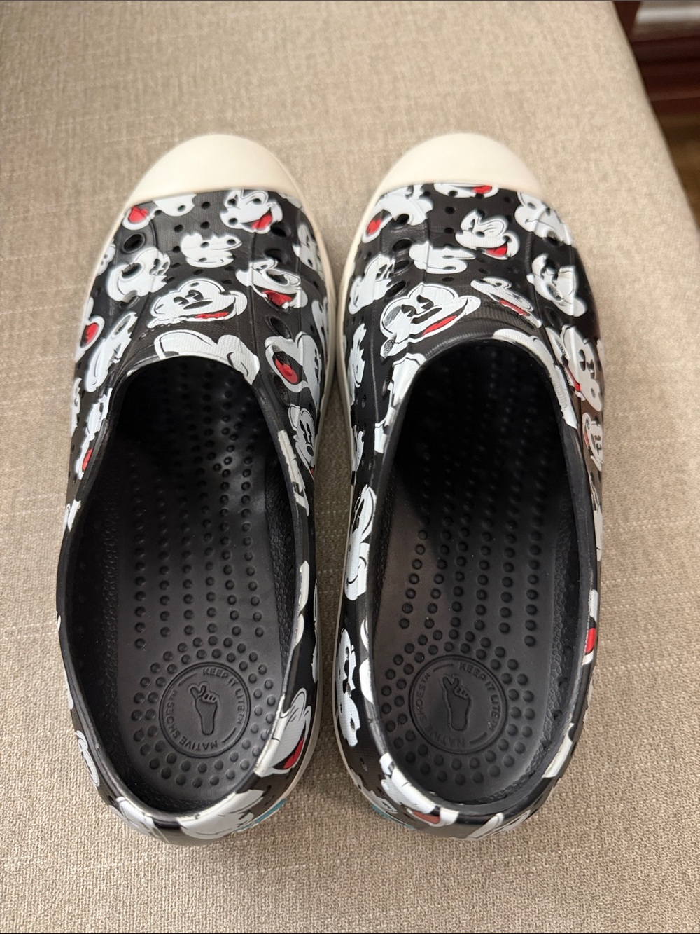 Native Black Mickey Mouse Slip-On Shoes